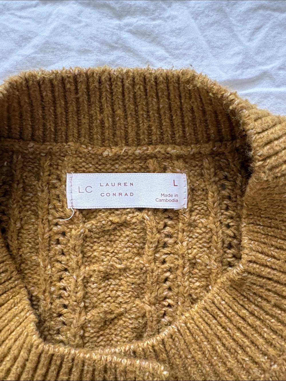 LC Lauren Conrad Cable-Knit Button Cardigan - Mustard - Picture 2 of 3